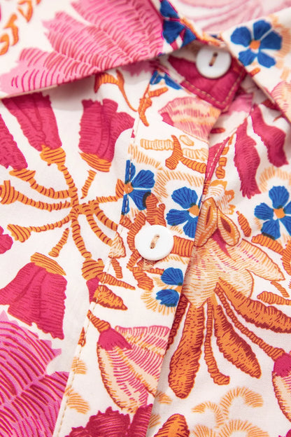 Fall Flower Print Long Sleeve Mini Dress