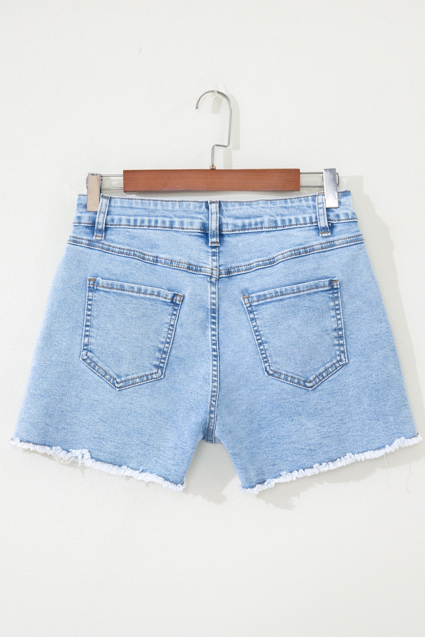 Myosotis High Waist Frayed Denim Shorts