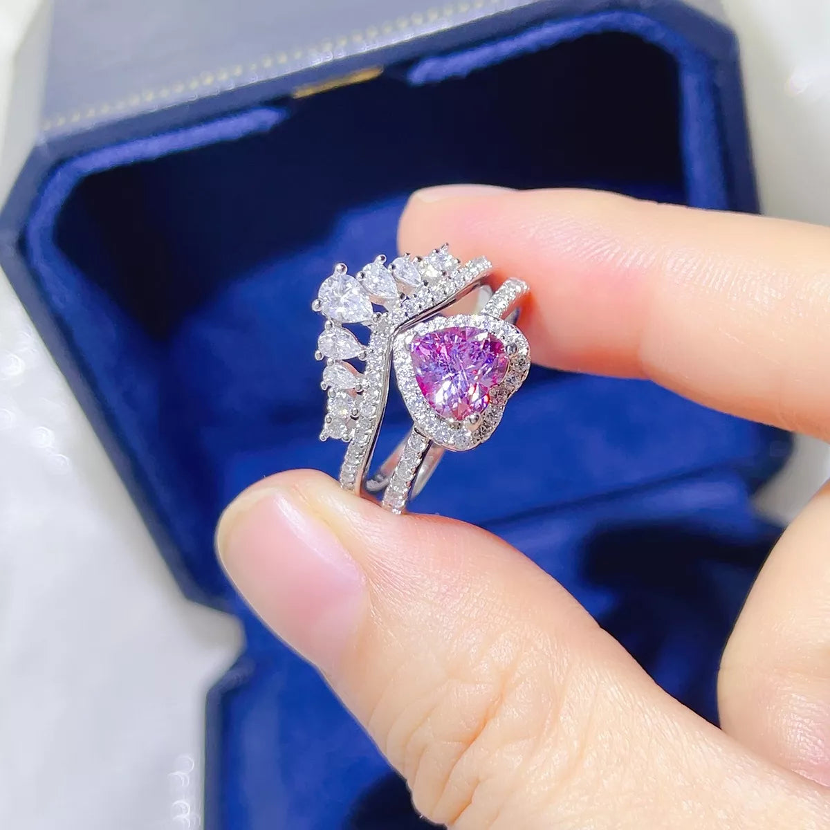 2 Carat Moissanite 925 Sterling Silver Ring Set