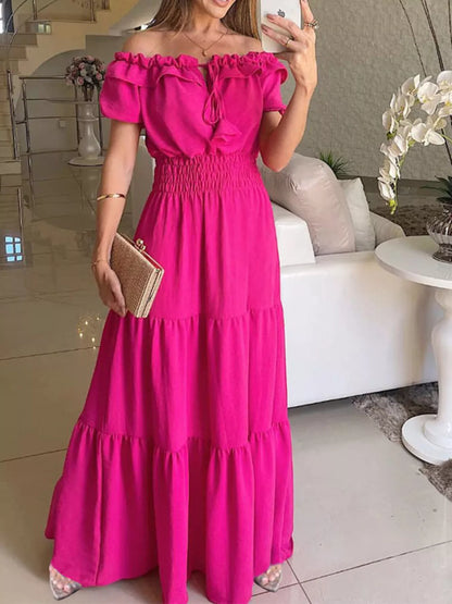 Off-Shoulder Ruffled Tiered Maxi Dress