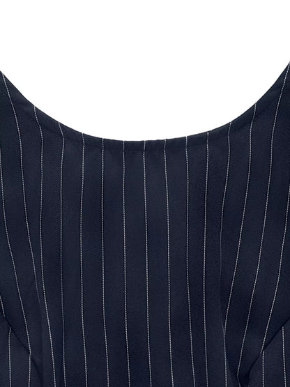 Striped Sleeveless Tie Waist Dress