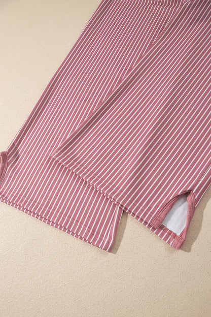 Fushia Raw Seam Patchwork Long Sleeve Top Pocket Casual Pants 2pcs Set