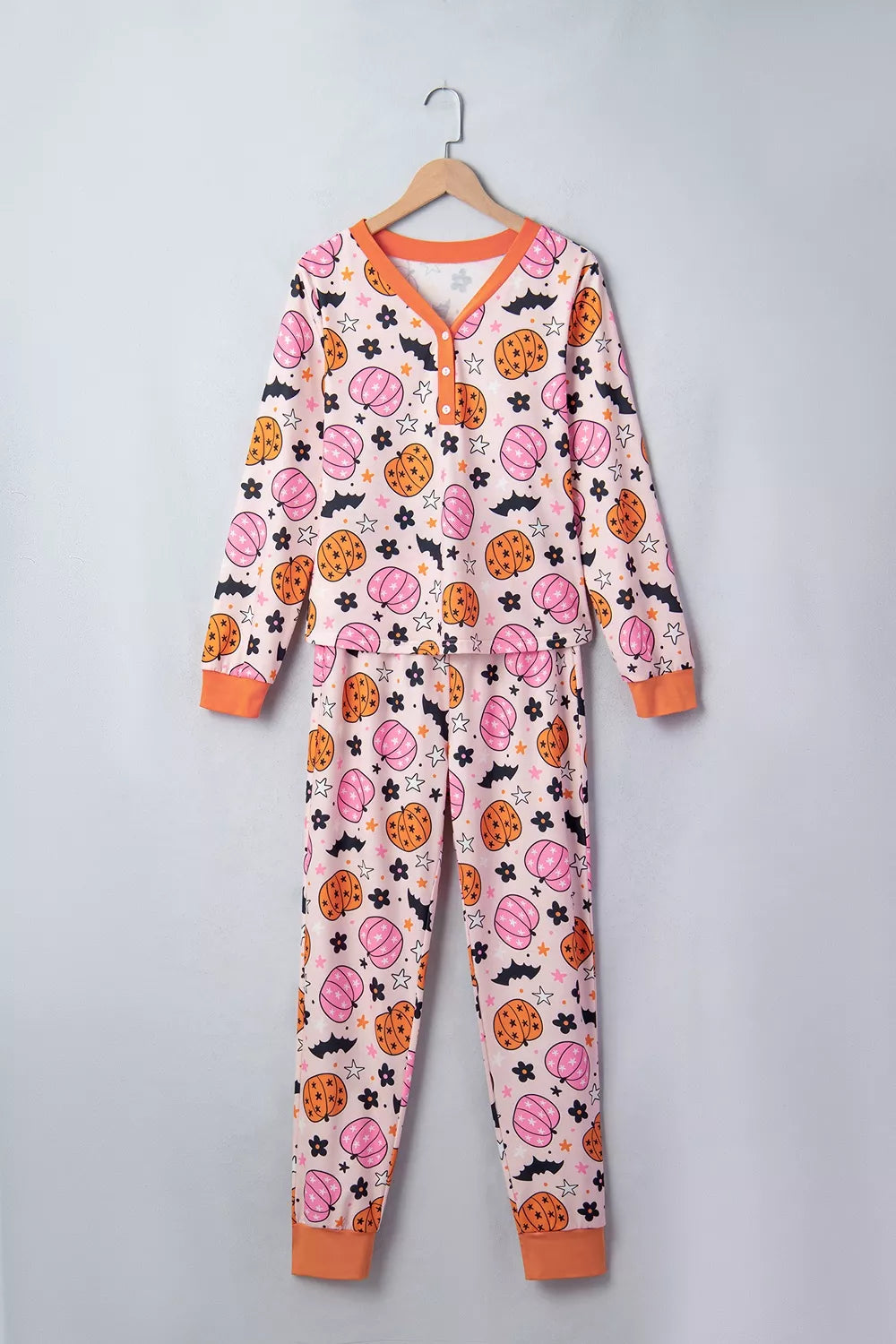 Halloween Pumpkin Print Long Sleeve Home Wear Lounge Set