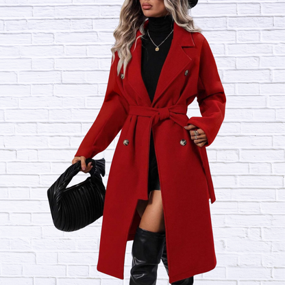 Double-Breasted Tie Waist Coat