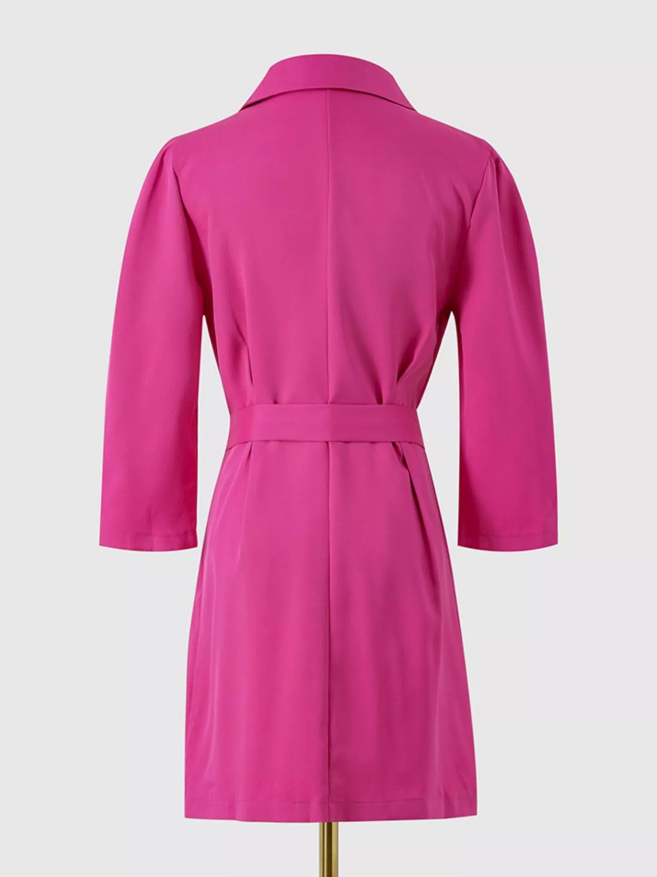 Double-Breasted Blazer Dress with Embellished Belt