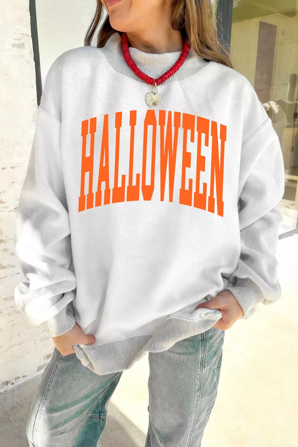 Halloween Pumpkin Face Print Mock Neck Reversible Sweatshirt