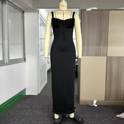 Sexy V-neck Suspender Maxi Dress