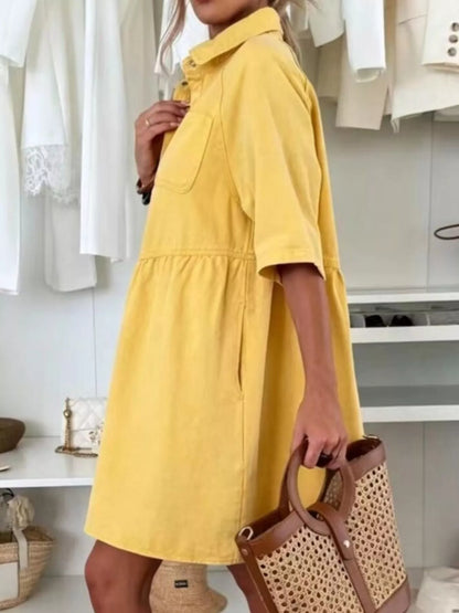 Button Up Denim Shirt Dress