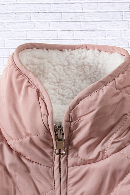 Quilted Sherpa-Lined Vest Coat