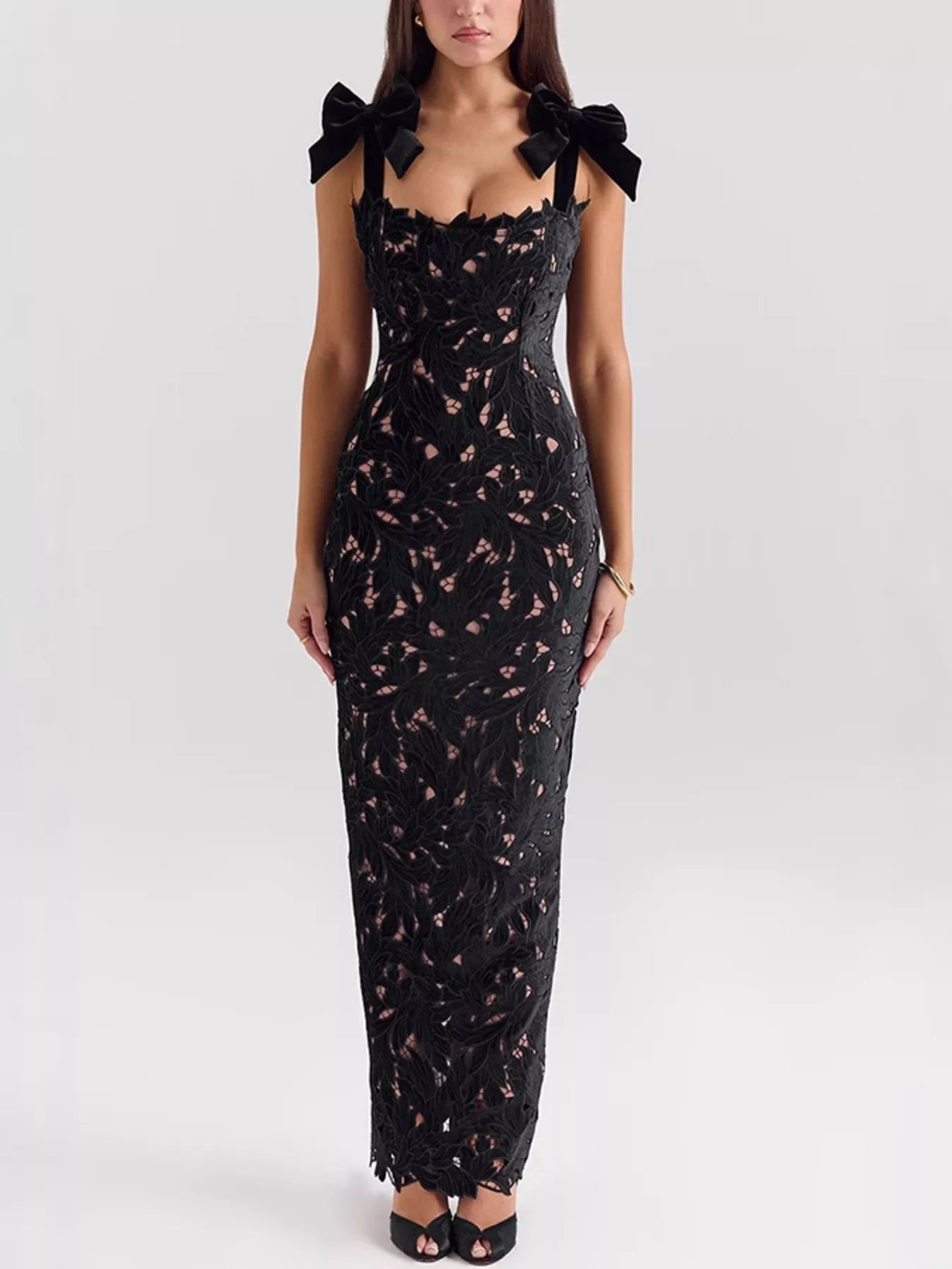 Aira's Slit Tie Shoulder Maxi Dress