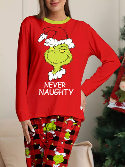 Full Size Grinch Themed Matching Family Christmas Pajama Set Plus Size