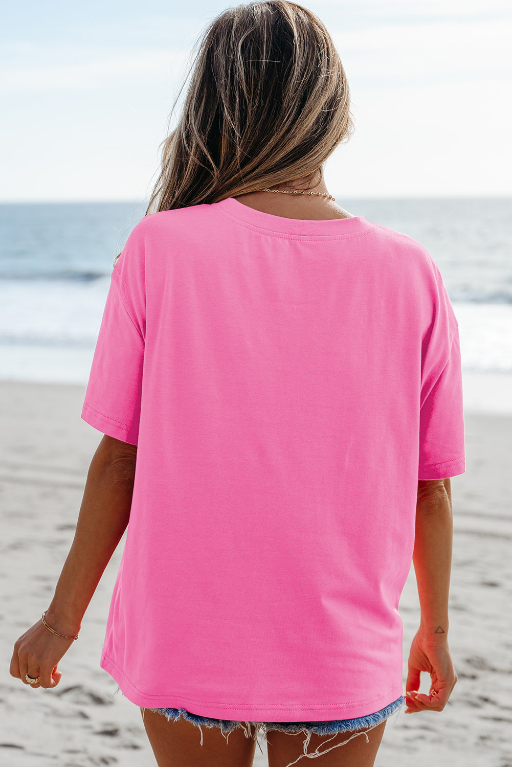 Bright Pink Mama Letter Graphic Neon T Shirt