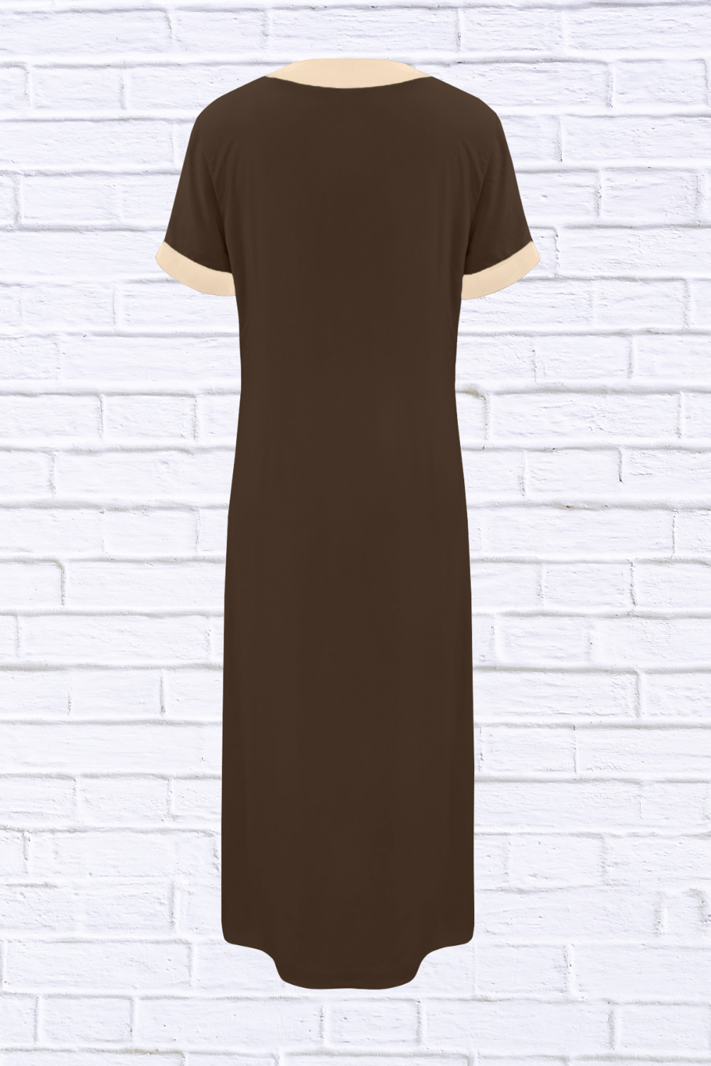 Button-Front Contrast Trim Midi Dress