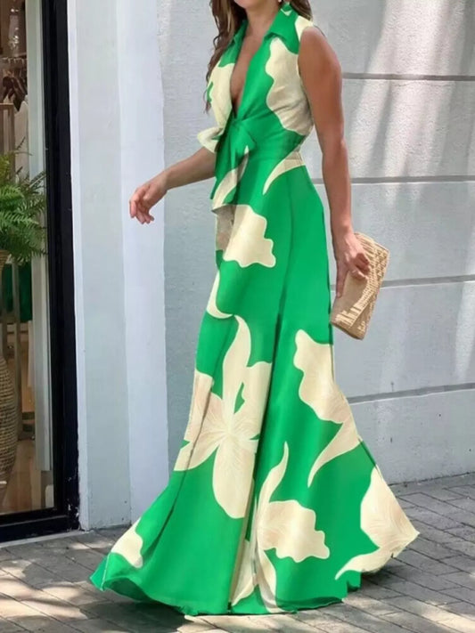 Tie Front Sleeveless Maxi Dress
