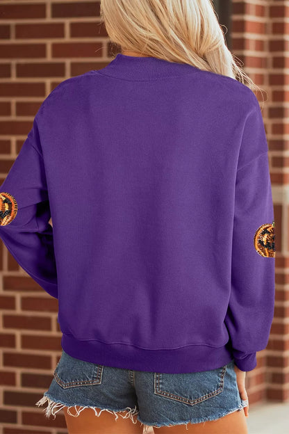 Sequin Pumpkin Spooky Halloween Sweatshirt