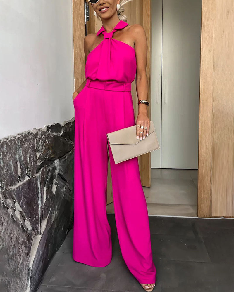 Fashion Pocket Sleeveless Jumpsuit