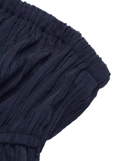 Textured Tube Top & Wide Leg Pants Set