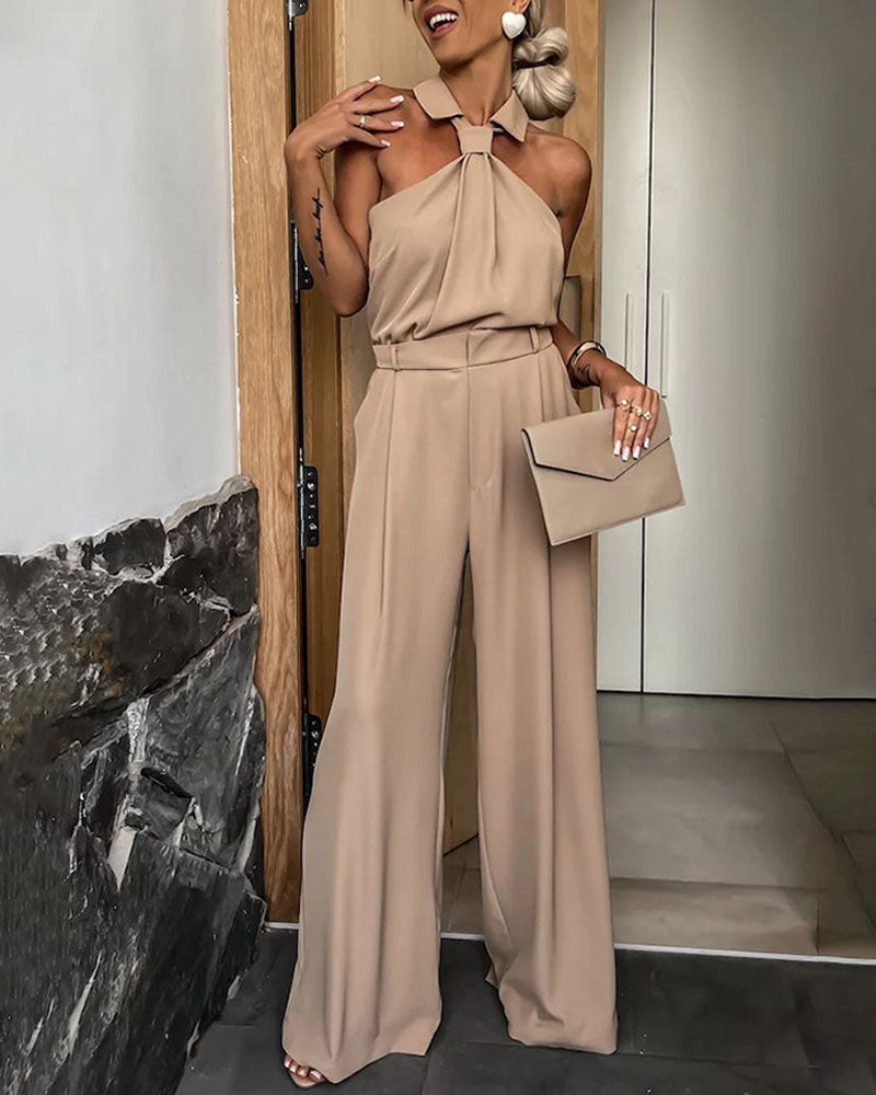 Fashion Pocket Sleeveless Jumpsuit