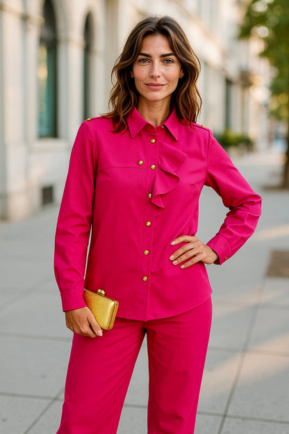 Women’s Hot Pink Long Sleeve  Shirt