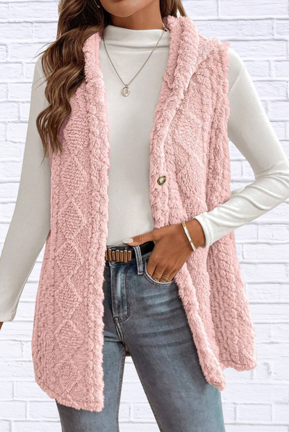 Cozy Sherpa Fleece Hooded Vest Coat