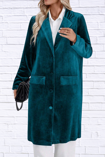 Lapel Collar Long Sleeve Longline Coat