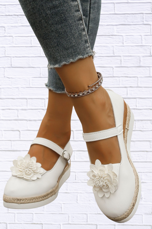 Flower Embellished Mary Jane Loafers