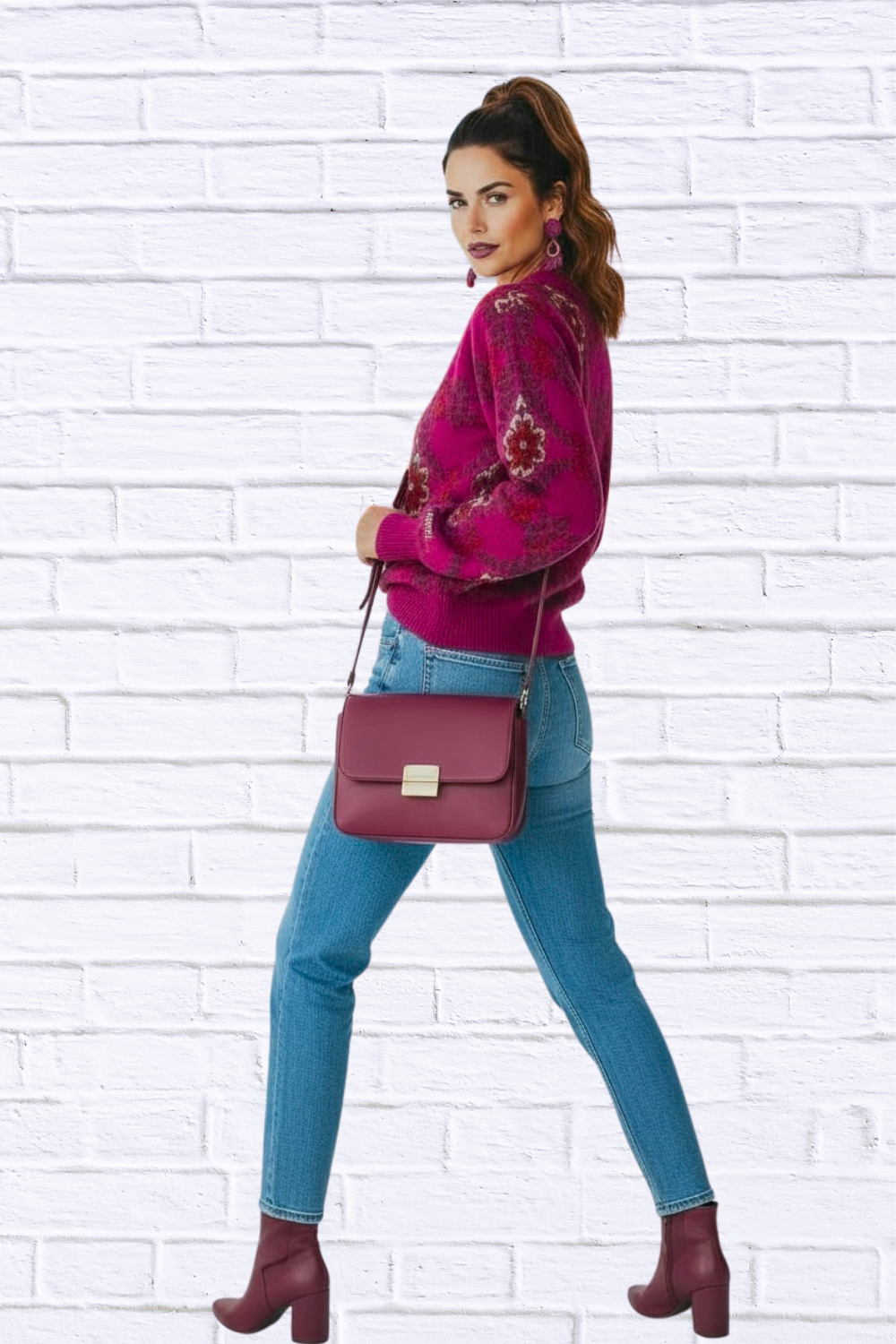 Umgee Boho Patterned Long Sleeve Sweater