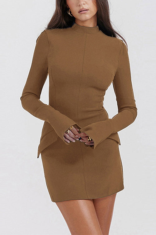 Rosiedress Mockneck Long Sleeves Bodycon Mini Dress