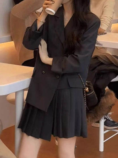 Plus Size Asymmetrical Pleated Blazer Dress