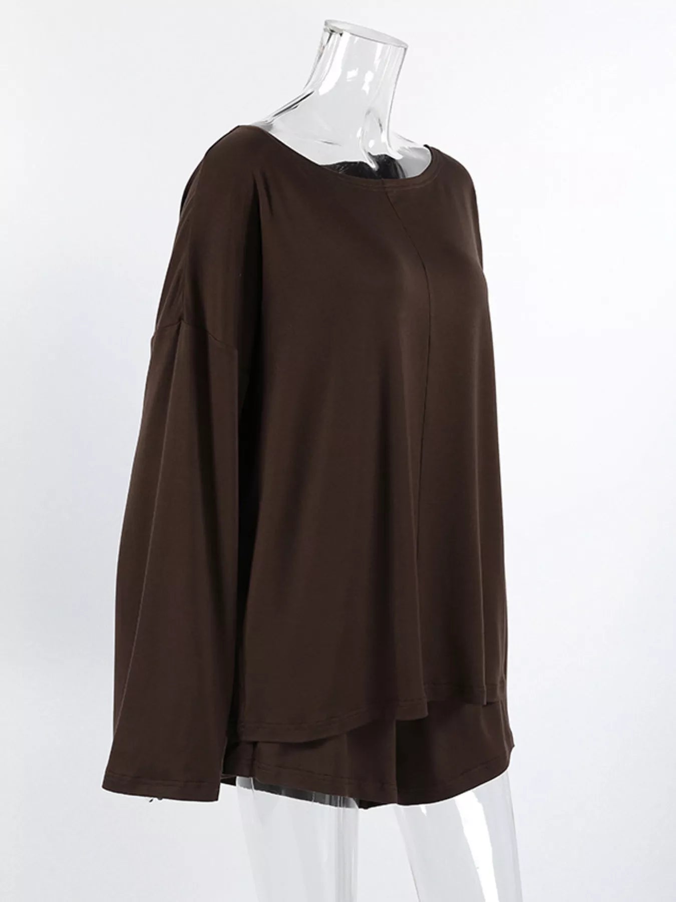Oversized Long Sleeve Top and Shorts Lounge Set