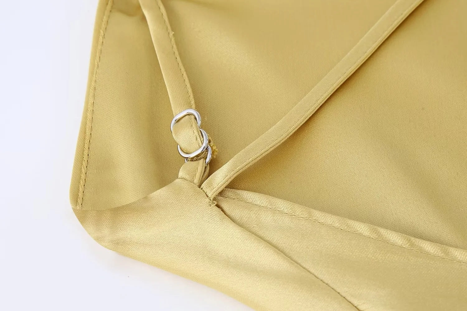 Asymmetrical Yellow Satin Slim-fit Dress