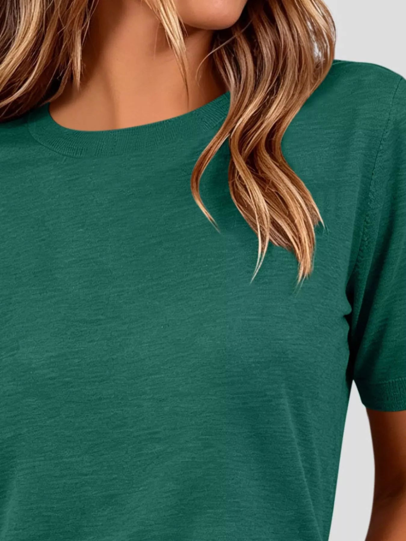 Classic Crew Neck Short Sleeve Knit Top