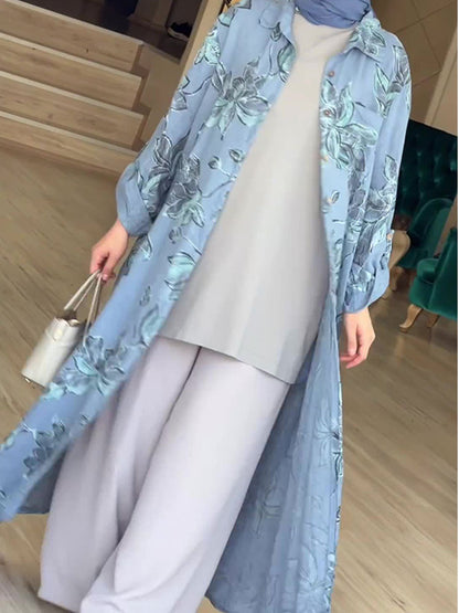 Floral Printed Long-sleeved Cardigan