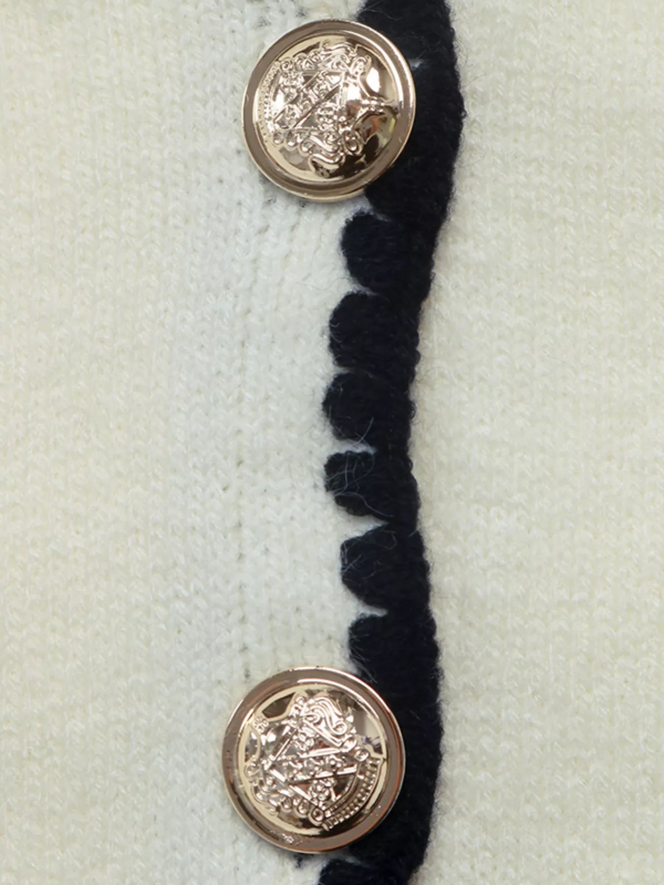 Contrast Trim V-Neck Button-Down Cardigan