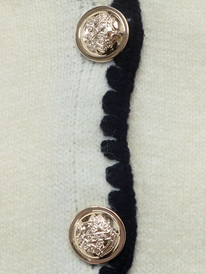 Contrast Trim V-Neck Button-Down Cardigan