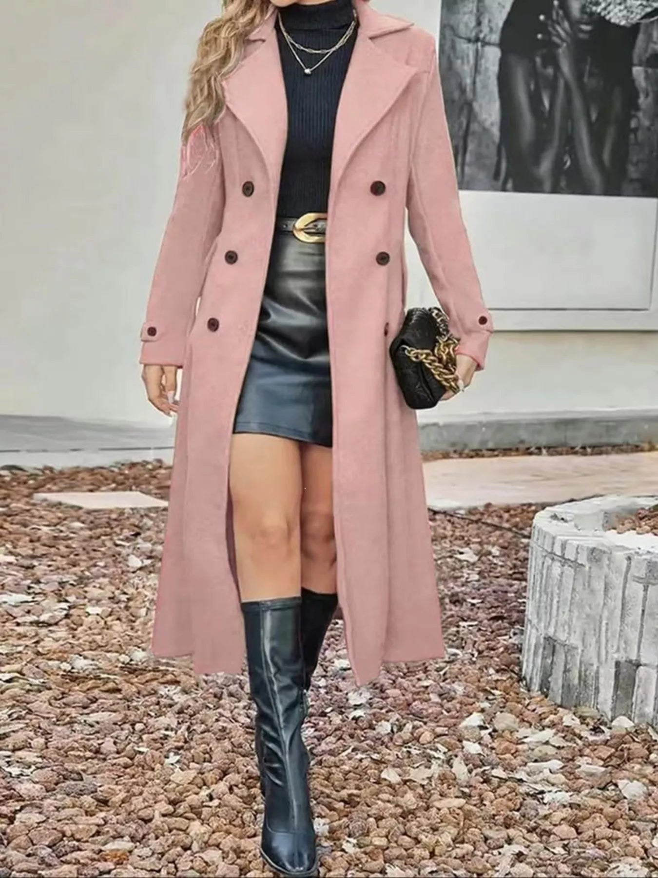 Full Size Double-Breasted Longline Trench Coat Plus Size