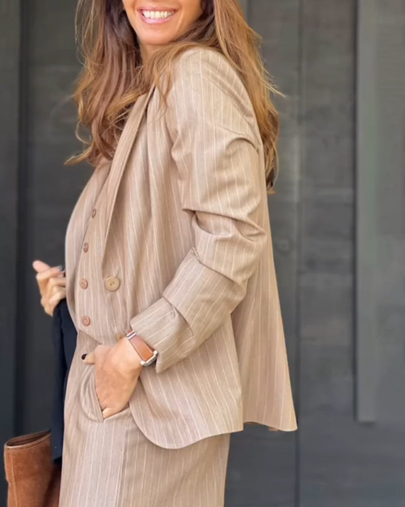 Casual Gilet & Blazer Three Pieces Set