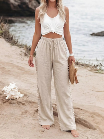 Drawstring Wide Leg Pants