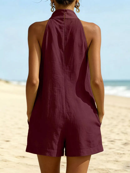 Halter Neck Romper with Pockets