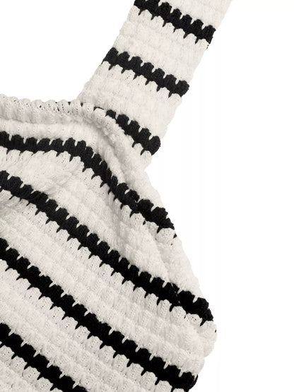 Striped Halter Neck Knit Mini Dress