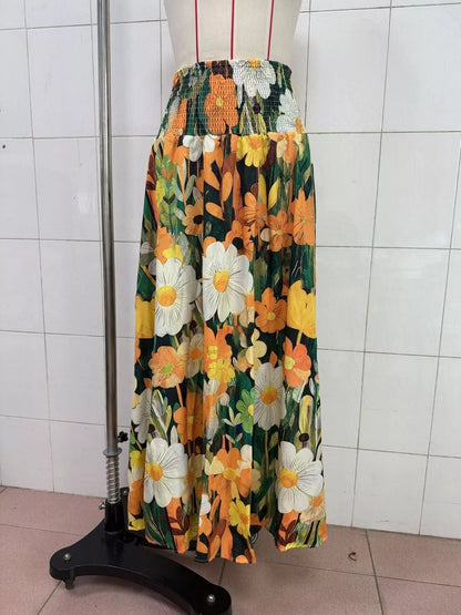 Floral Print High-Waisted Maxi Skirt