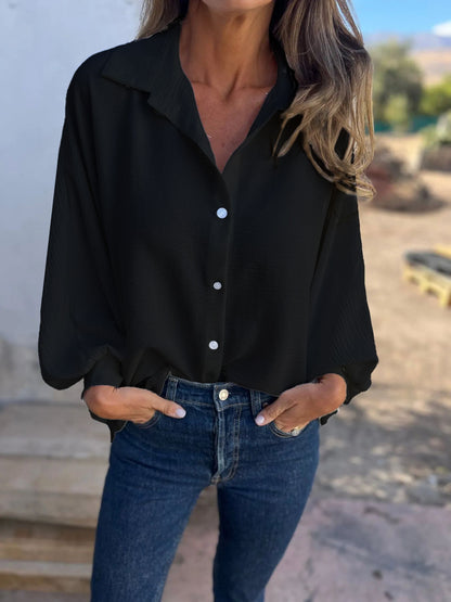 Elegantes schlichtes Button-Up-Shirt für Damen