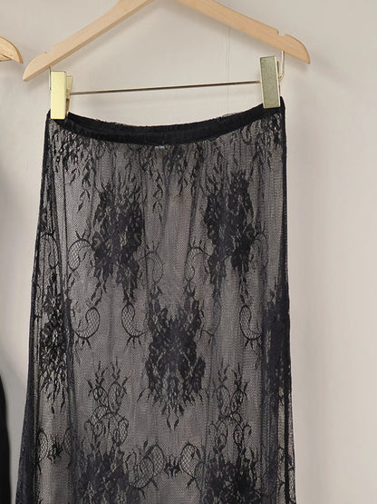 Lace Corset Mini Dress Set with Sheer Overlay