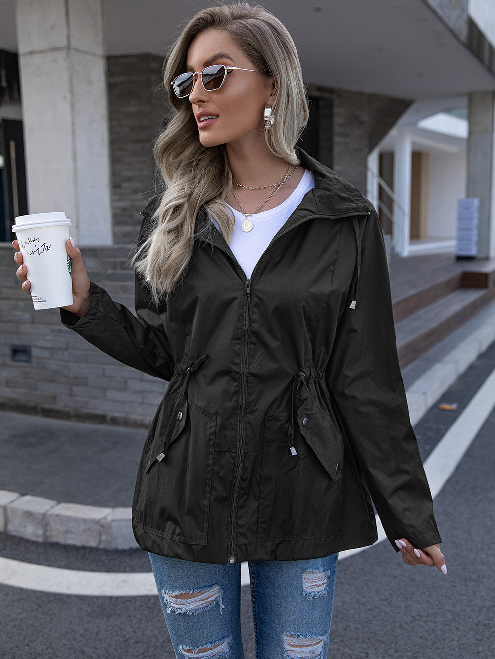 Mesh Breathable Rain Coat Hoodie