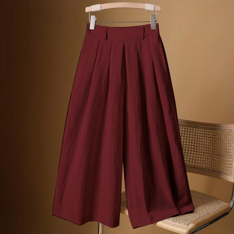 Cotton and linen cropped wide-leg culottes