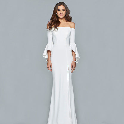 Valerie Flare Sleeves Off Shoulder Evening Dress