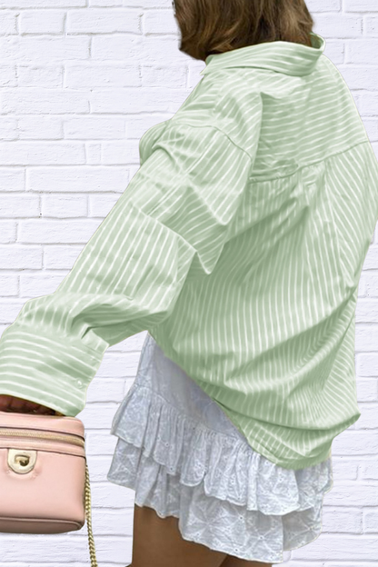 Effortless Cool – Oversized Striped Button-Down Shirt