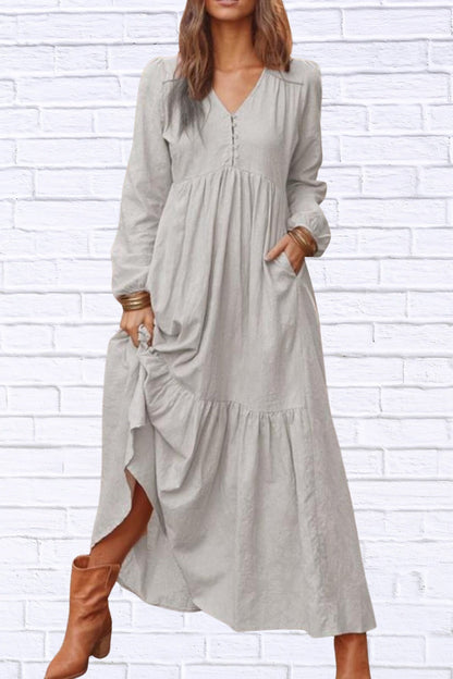 Plus Size V-Neck Tiered Maxi Dress | Flowy & Chic