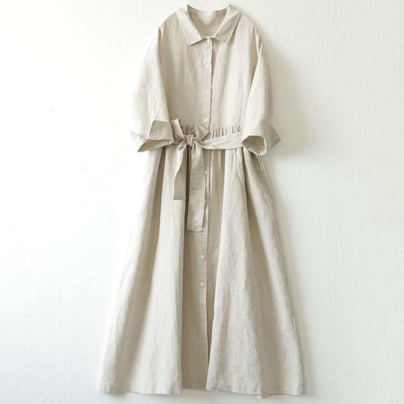 Vintage lapel shirt dress