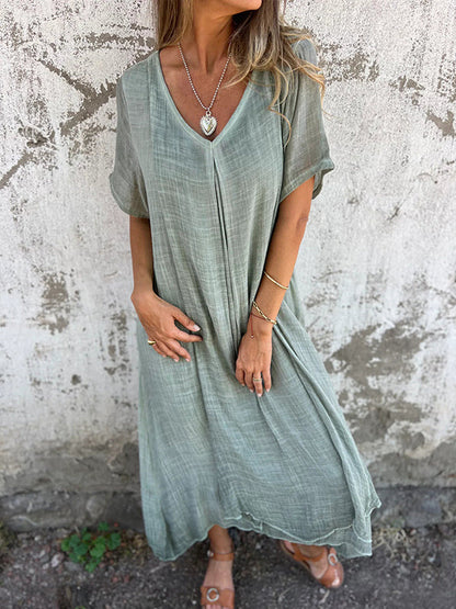 Stylish Cotton V-Neck Dress